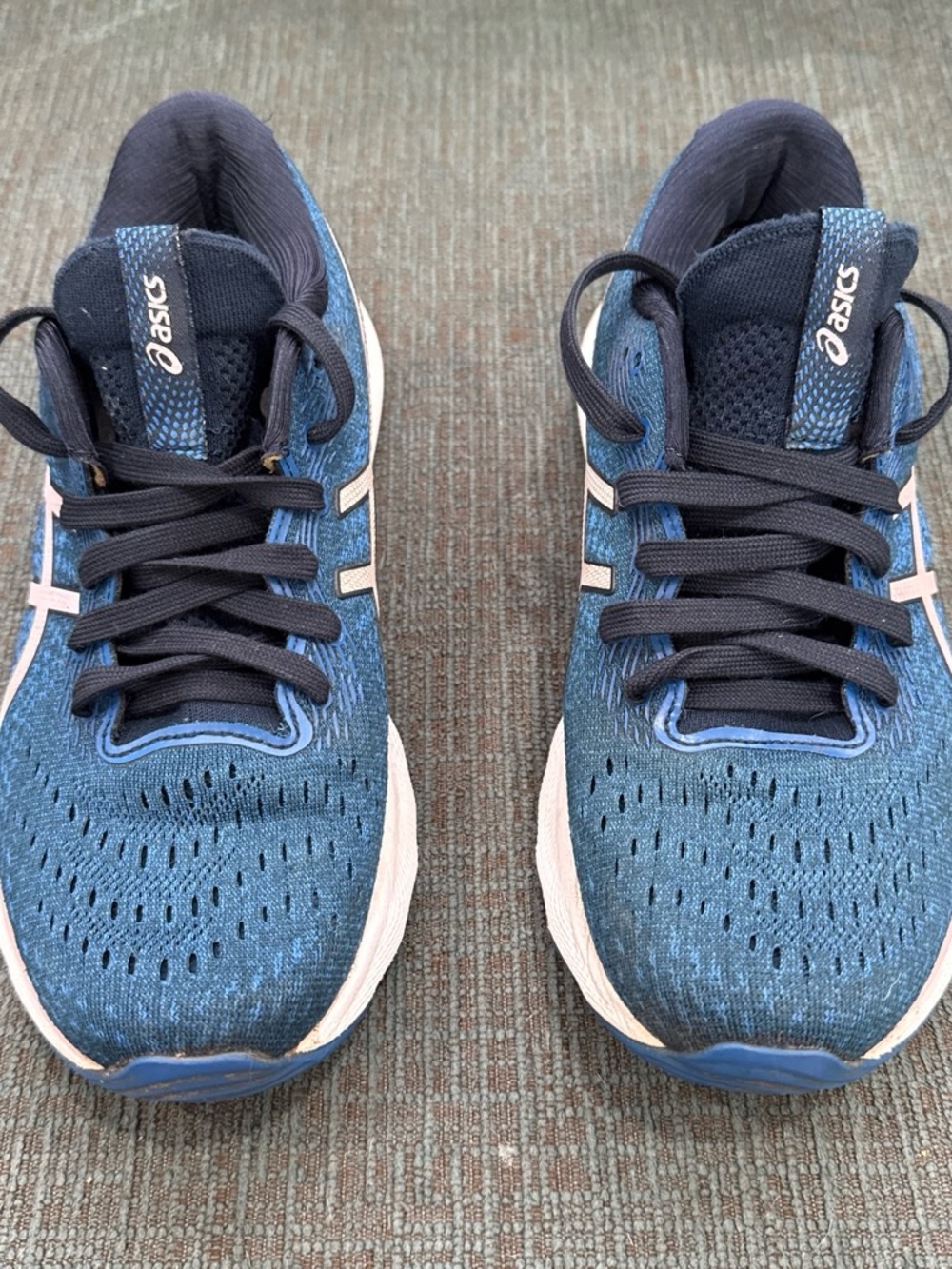 ASICS Women's Blue with Pink Athletic Running Shoes - Picture 2 of 4